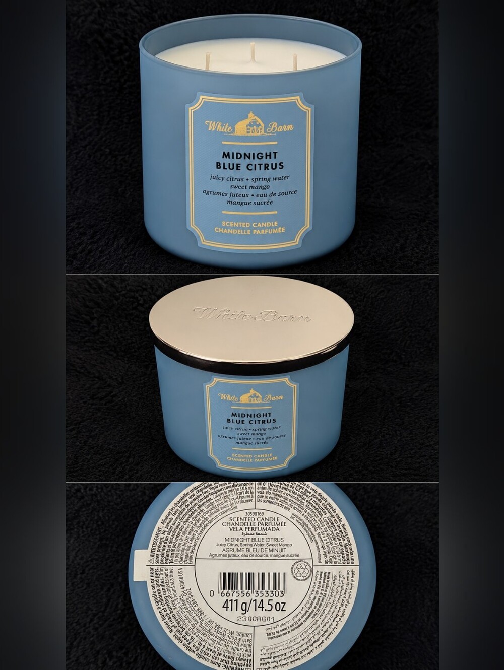 White Barn Midnight Blue Citrus 3-Wick Candle